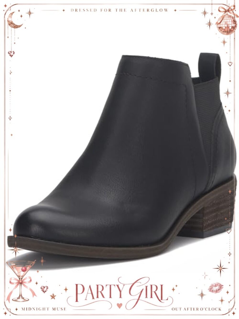 Ankle Bootie Faux Leather Block Heel Round Toe Casual Boots